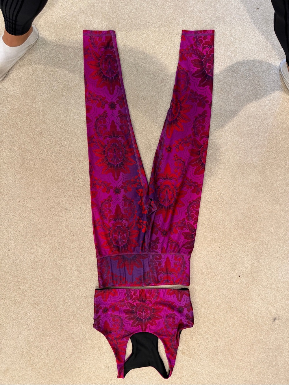 Terez Magenta & Red Floral-print Leggings (M) and Sports Bra (L)